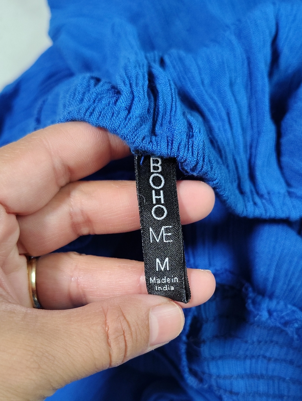 Boho Me Halter Babydoll Tiered Maxi Dress Size M Beachy Bohemian Cobalt Blue - Picture 11 of 15